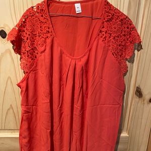 Red/orange, lace top